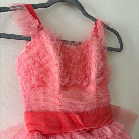 SOLD - 1950s Vintage Layered Mesh Tulle & Velvet Tiered Cupcake Dress Pink Prom - Picture 11 of 11